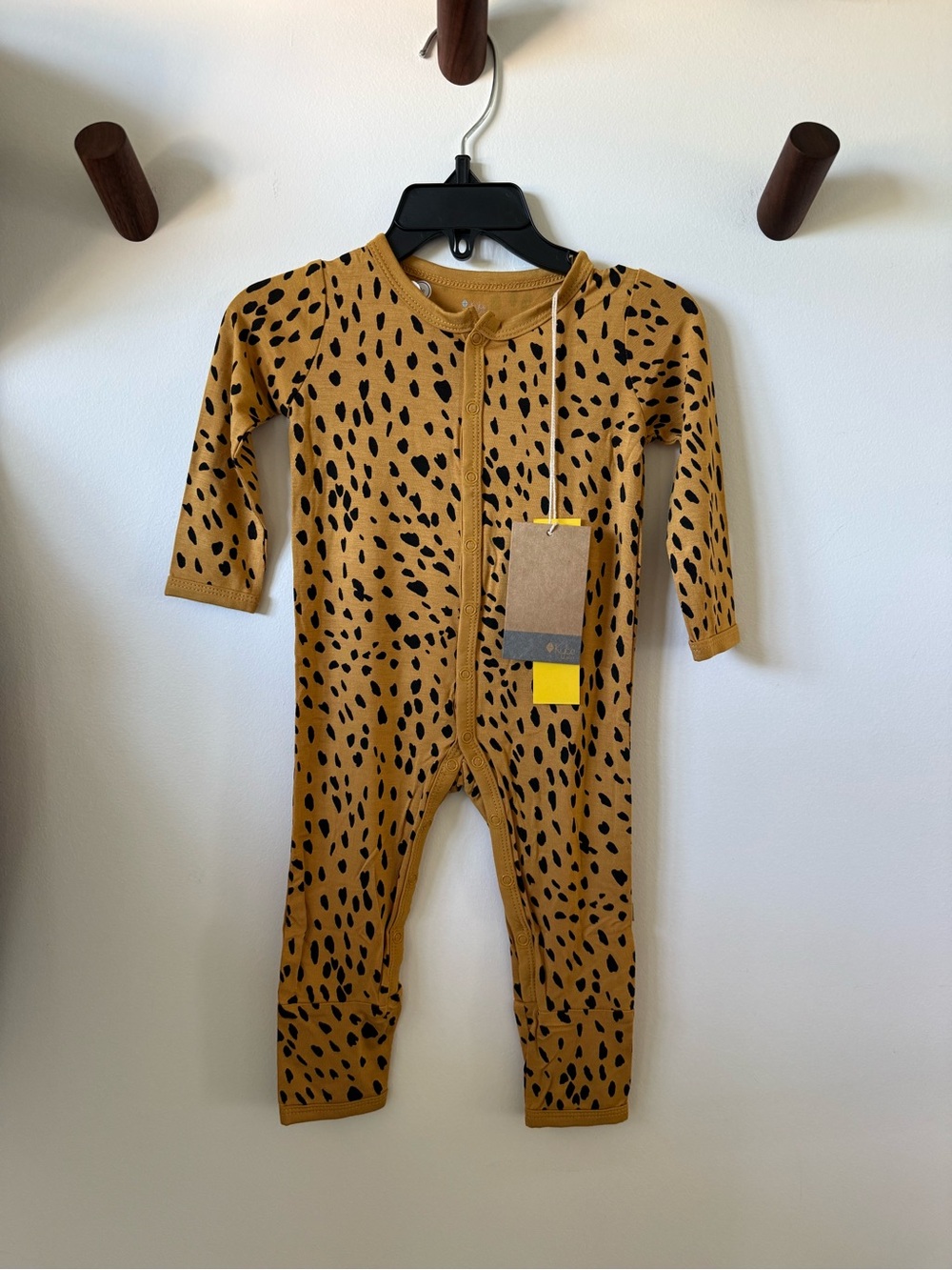 Kyte BABY Mustard with Black Cheetah Print One-Piece Bodysuit